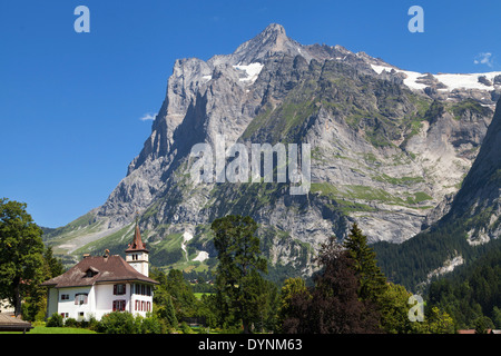 Mount Wetterhorn from Gridelwald, Swiss Alps. Stock Photo