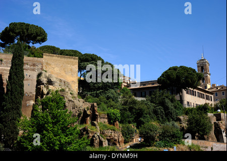 Italy, Rome, Capitoline Hill, Rupe Tarpea, Tarpeian Rock and Campidoglio Stock Photo