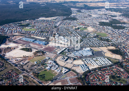 View of the Suburbs of Perth as plane approaches airport. Stock Photo