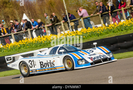 1983 Aston Martin Nimrod C2B with driver Roger Bennington. 72nd Goodwood Members meeting, Sussex, UK. Stock Photo