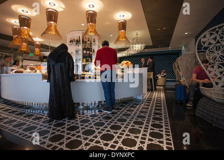 Qatar Business Class Lounge Heathrow terminal 5. Stock Photo