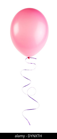 A PINK BALLOON WITH A RIBBON CUT OUT ON WHITE Stock Photo - Alamy