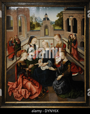 Master of the Virgo inter Virgines (active c. 1475-1510). The Virgin and Child with Four Holy Virgins, c. 1495-1500. Stock Photo