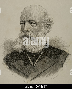 Friedrich August Kekule von Stradonitz (1829-1896). German chemist. Engraving, 19th century. Stock Photo