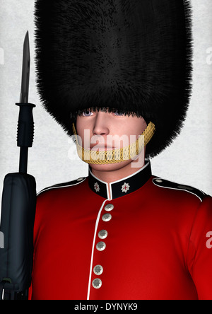 3D digital render of a royal British guardsman holding a rifle Stock Photo