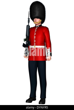 3D digital render of a royal British guardsman isolated on white background Stock Photo