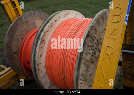 Fibre optic ducting for B4RN in the Lune Valley, Lancashire Stock Photo