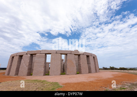 Esperance Stonehenge is a full size replica of the Orgininal in the U.K. as it would have looked around 1950 B.C. Stock Photo