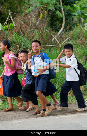 Young Pupils in Puerto Princesa, Palawan, Philippines Stock Photo