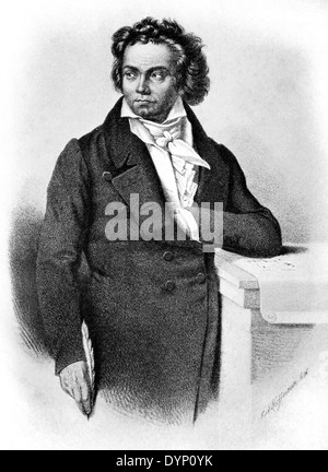 Ludwig van Beethoven (1770-1827), German composer and pianist, illustration from Soviet encyclopedia, 1927 Stock Photo