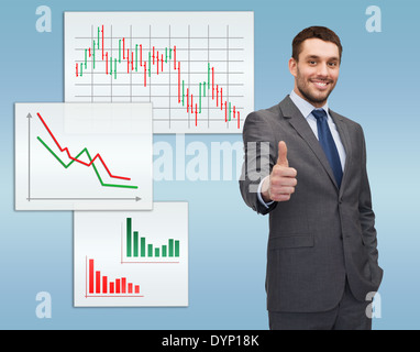 handsome buisnessman showing thumbs up Stock Photo