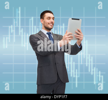 smiling buisnessman with tablet pc computer Stock Photo