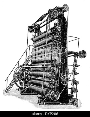 Vintage equipment for paper production, illustration from Soviet encyclopedia, 1927 Stock Photo