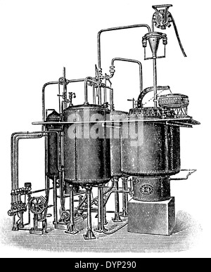 Vintage textile manufacture equipment, boiler, illustration from Soviet encyclopedia, 1927 Stock Photo