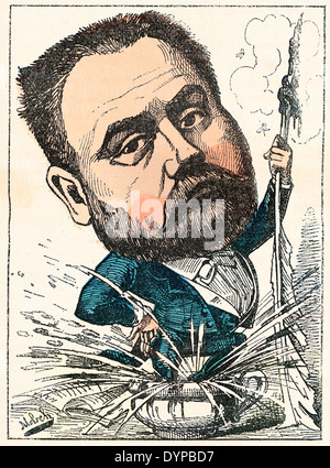 Émile François Zola, 1840 - 1902, a French writer and journalist, political caricature, 1882, by Alphonse Hector Colomb Stock Photo