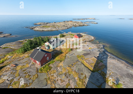 A view from Söderskär lighthouse with its shadow over the island, Porvoo, Finland, EU Stock Photo