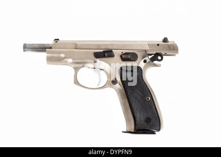 real Semi automatic gun isolated on white background Stock Photo - Alamy