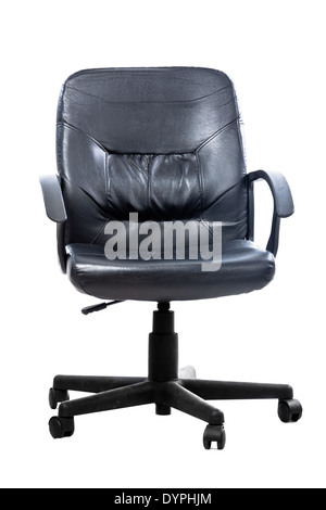 Black leather office chair isolated on white background Stock Photo - Alamy