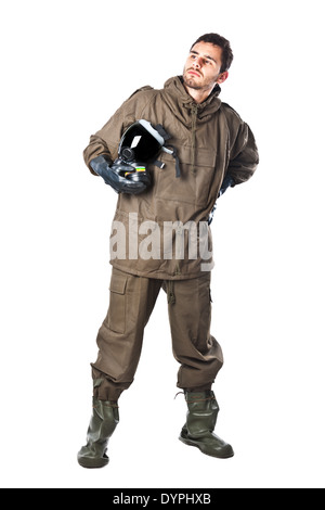 A man wearing an NBC Suit (Nuclear - Biological - Chemical) Stock Photo