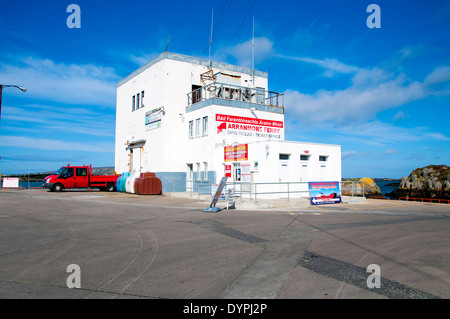 Arranmore Ferry ticket office next to the old ice house in Burtonport County Donegal Ireland Stock Photo