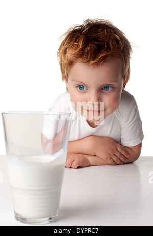 Child drinking milk Stock Photo