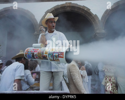 Unidentified people enjoying the Los Indianos Party during the carnival on March 3, 2014 in Santa Cruz de La Palma, Canary Islan Stock Photo