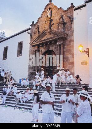 Unidentified people enjoying the Los Indianos Party during the carnival on March 3, 2014 in Santa Cruz de La Palma, Canary Islan Stock Photo