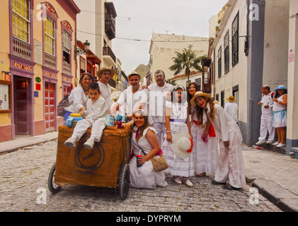 Unidentified people enjoying the Los Indianos Party during the carnival on March 3, 2014 in Santa Cruz de La Palma, Canary Islan Stock Photo