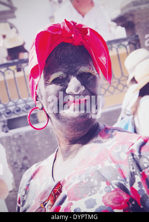 Unidentified people enjoying the Los Indianos Party during the carnival on March 3, 2014 in Santa Cruz de La Palma, Canary Islan Stock Photo