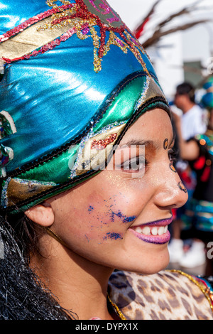 Beautiful Girl In Costume, Cozumel Carnival, Cozumel Island, Quintana Roo, Mexico Stock Photo