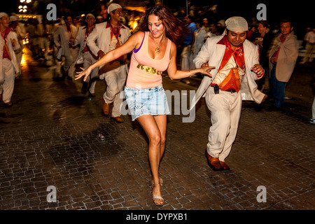 Street Dancing During The Cozumel Carnival, Cozumel Island, Quintana Roo, Mexico Stock Photo