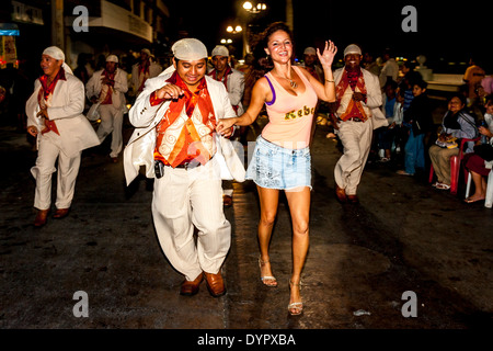 Street Dancing During The Cozumel Carnival, Cozumel Island, Quintana Roo, Mexico Stock Photo