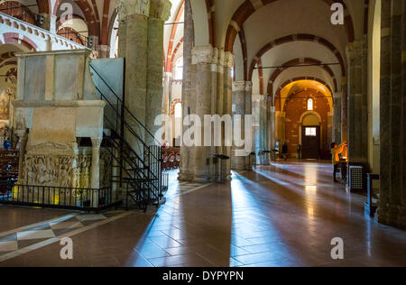 Milan, Italy. 23rd Apr, 2014. the Sant'Ambogio church interior Credit:  Realy Easy Star/Alamy Live News Stock Photo