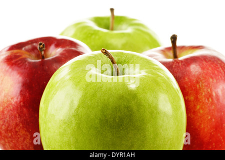 Composition with four apples over white background Stock Photo
