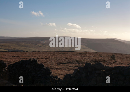 The Cat and Fiddle Road The A537 between Macclesfield and Buxton and Cat and Fiddle Inn fr0m Shining Tor Cheshire England Stock Photo