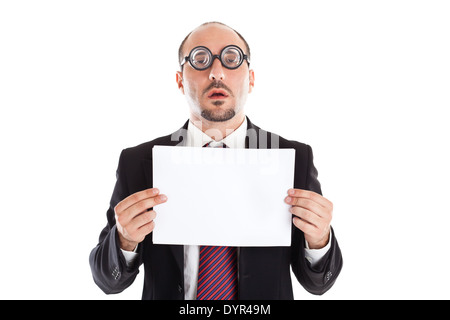 A businessman wearing thick, circle glasses Stock Photo