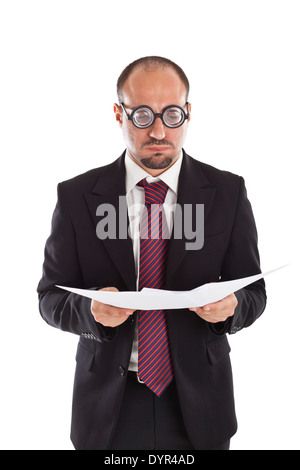 A businessman wearing thick, circle glasses Stock Photo
