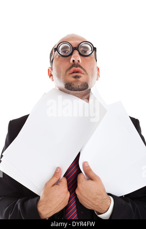 A businessman wearing thick, circle glasses Stock Photo