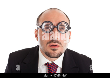 A businessman wearing thick, circle glasses Stock Photo