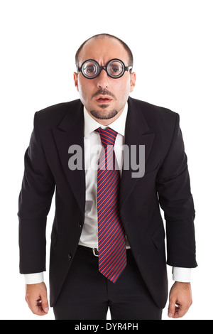 A businessman wearing thick, circle glasses Stock Photo