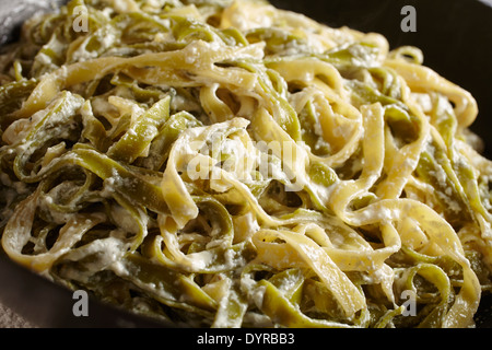 Pasta with Gorgonzola, classic noodle dish from Piemonte Stock Photo