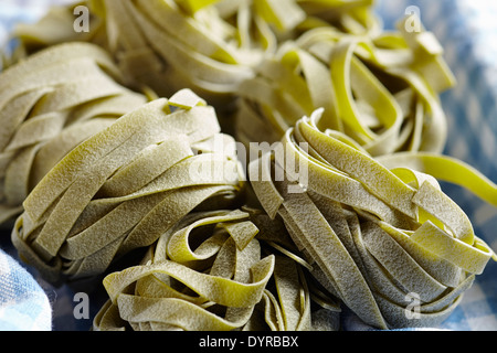 Italian style spinach egg noodles Stock Photo