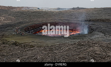 the living lava lake in the crater of Erta Ale volcano in the Danakil Depression, Ethiopia, one of 4 in the world Stock Photo