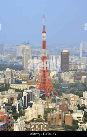 Tokyo Tower, view from Tokyo City View in Mori Tower, Roppongi Hills, Tokyo, Japan Stock Photo
