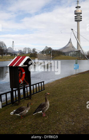 The Olympic Lake in the Olympiapark in Munich, 2012 Stock Photo