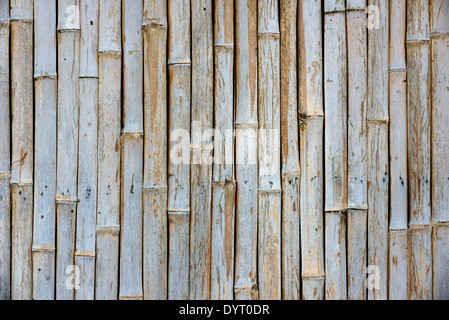 Background texture of old bamboo fence wall Stock Photo