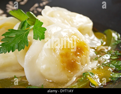 Chinese style .potato and mushrooms dumplings .Dim Sum Stock Photo