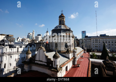 overlooking rooftops in monserrat looking towards san francisco church Buenos Aires Argentina Stock Photo