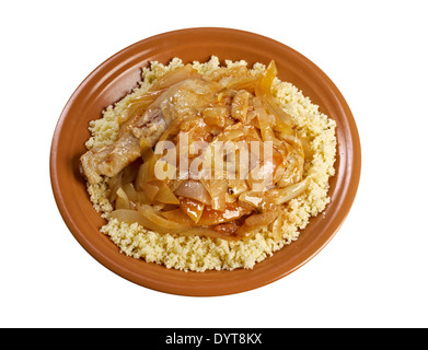 poulet yassa sénégalais.roasted chickens .Yassa is a spicy marinated food prepared with poultry.Originally from Senegal, Stock Photo