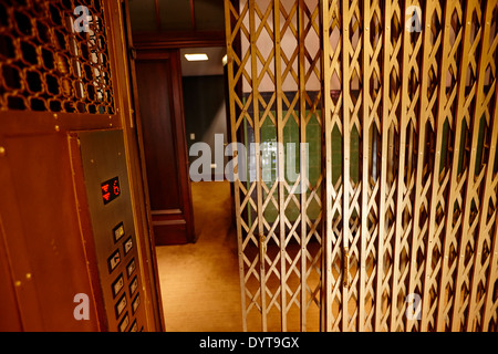 old metal cage elevator in art deco building Buenos Aires Argentina Stock Photo